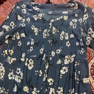 torrid Navy Floral Button-Front Peasant Blouse